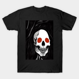 LAUGHING RED EYED SPOOKY HALLOWEEN SKULL T-Shirt